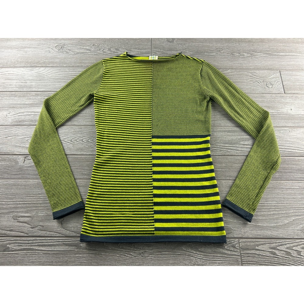 Title Nine Blue Green Striped High Neck Sweater Womens Size XS Long Sleeve